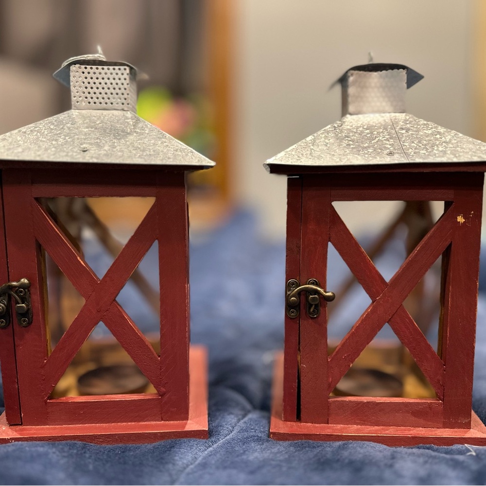Rustic Red Lantern Set - Picture 2 of 10
